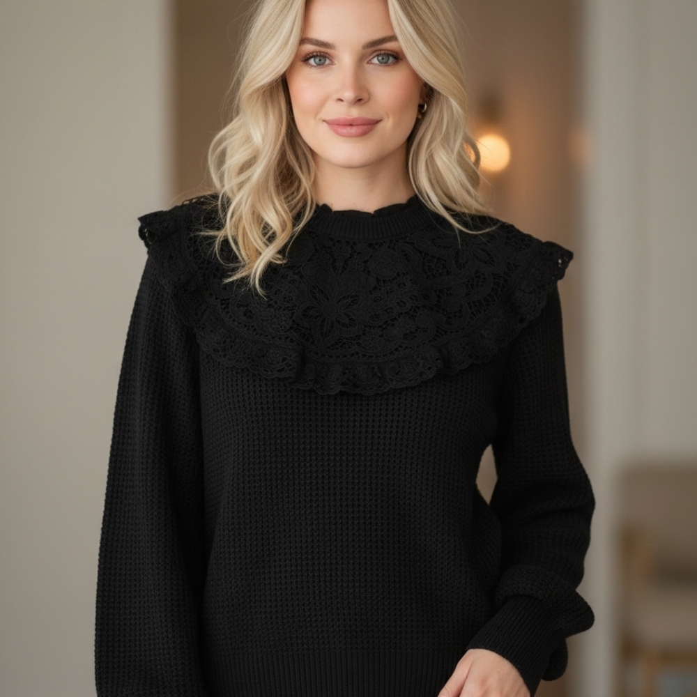 Antonio Melani X Jennifer Sumko Black Lace Sweater - Picture 11 of 11
